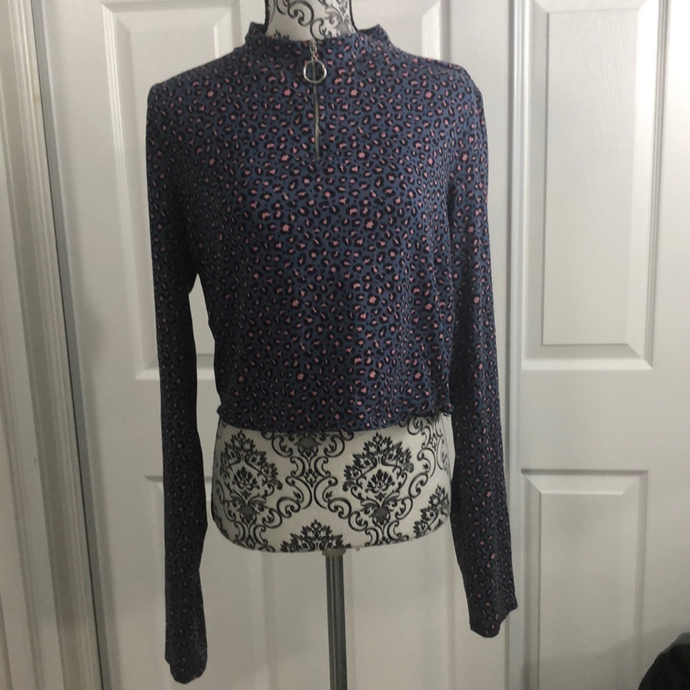 One By One Blue Pink Leopard Print Long Sleeve 3XL